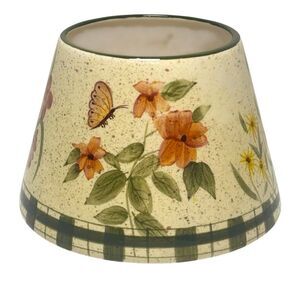Homco Vintage Small Ceramic Jar Candle Shade Topper Flowers Butterflies
